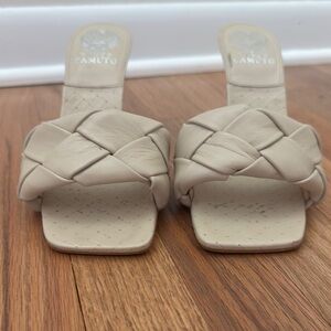 Vince Camuto Cream Mules with Minimalist Design